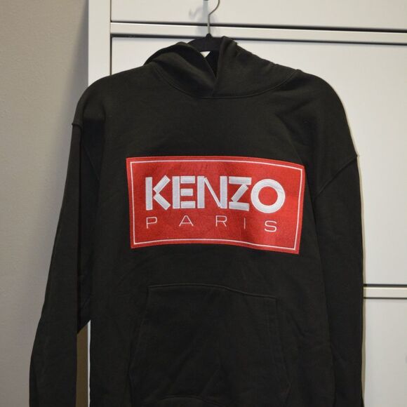 NWOT Kenzo Black Kenzo Paris Classic Hoodie Size L MSRP $555